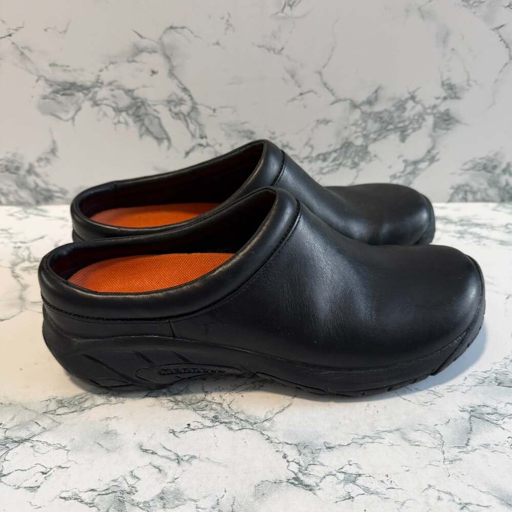 Merrell Women 8.5 Encore Nova 2 Shoe Black Leather Slip On Comfort Walking Mule
